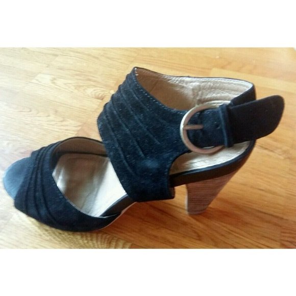 Hush Puppies suede comfy strappy black open toe sandals heels shoes - Picture 7 of 13